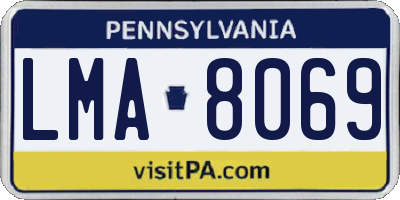 PA license plate LMA8069