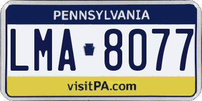 PA license plate LMA8077