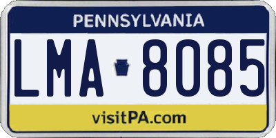 PA license plate LMA8085