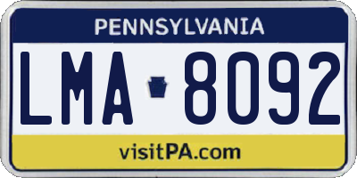 PA license plate LMA8092