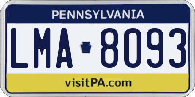 PA license plate LMA8093