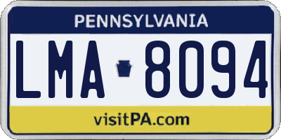 PA license plate LMA8094