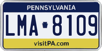 PA license plate LMA8109