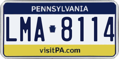 PA license plate LMA8114