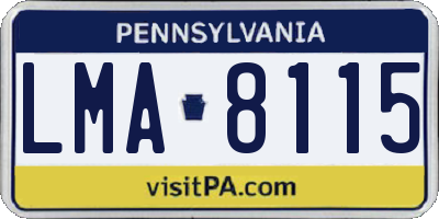 PA license plate LMA8115