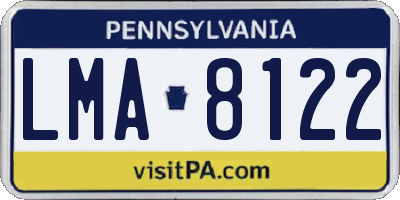 PA license plate LMA8122