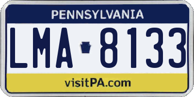 PA license plate LMA8133