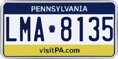 PA license plate LMA8135