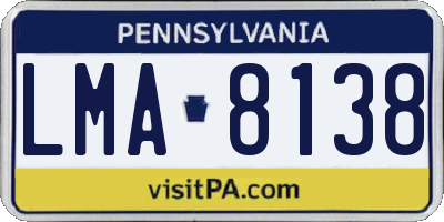 PA license plate LMA8138