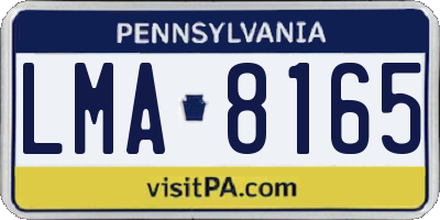 PA license plate LMA8165