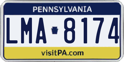PA license plate LMA8174