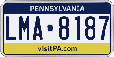 PA license plate LMA8187