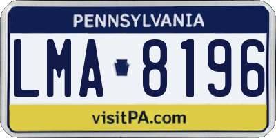 PA license plate LMA8196
