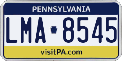 PA license plate LMA8545