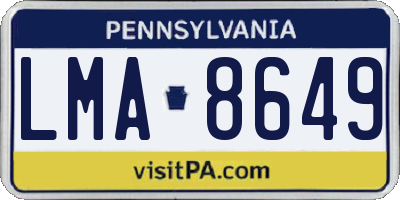 PA license plate LMA8649