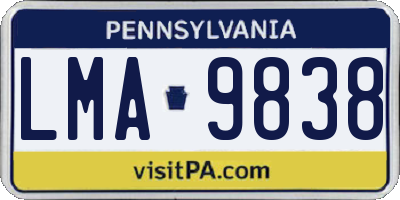 PA license plate LMA9838