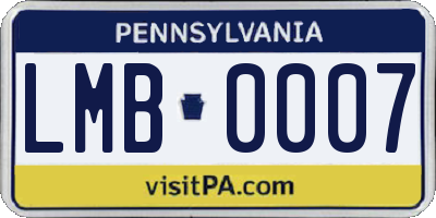 PA license plate LMB0007