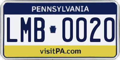PA license plate LMB0020