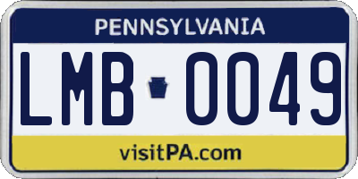 PA license plate LMB0049