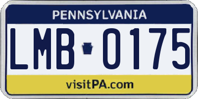 PA license plate LMB0175