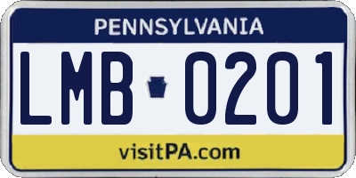 PA license plate LMB0201