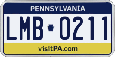 PA license plate LMB0211