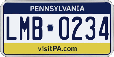 PA license plate LMB0234