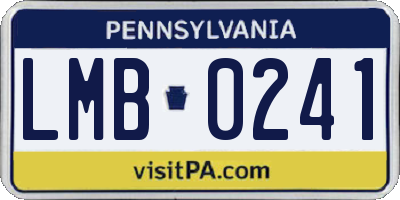 PA license plate LMB0241