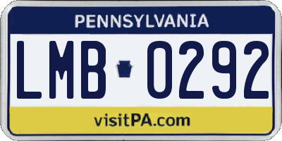 PA license plate LMB0292