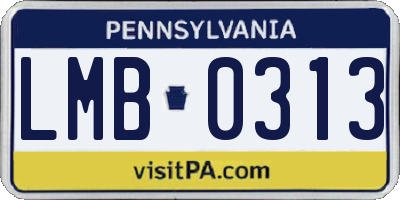 PA license plate LMB0313