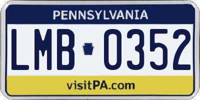 PA license plate LMB0352
