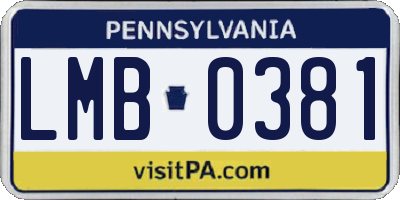 PA license plate LMB0381