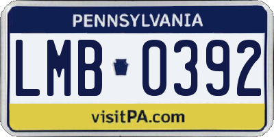 PA license plate LMB0392