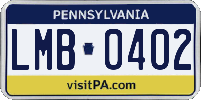 PA license plate LMB0402