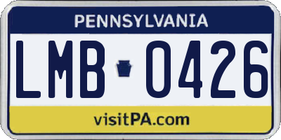 PA license plate LMB0426