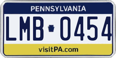 PA license plate LMB0454