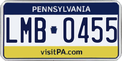 PA license plate LMB0455