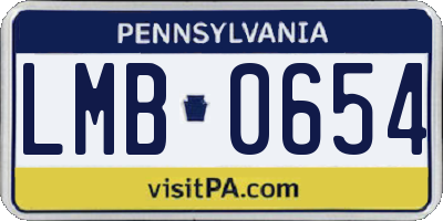 PA license plate LMB0654