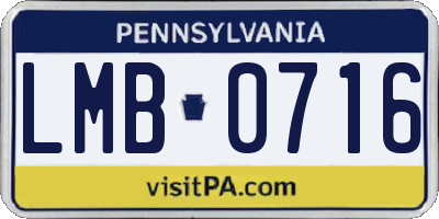 PA license plate LMB0716