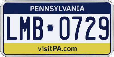 PA license plate LMB0729