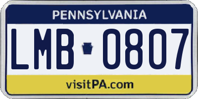 PA license plate LMB0807