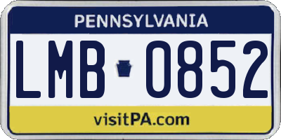 PA license plate LMB0852