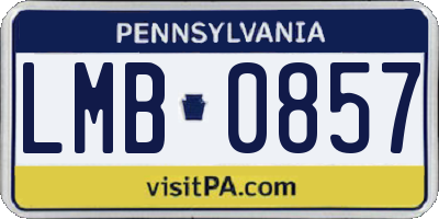 PA license plate LMB0857