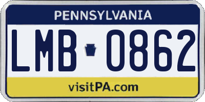 PA license plate LMB0862