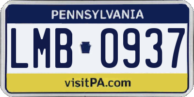 PA license plate LMB0937