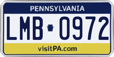 PA license plate LMB0972