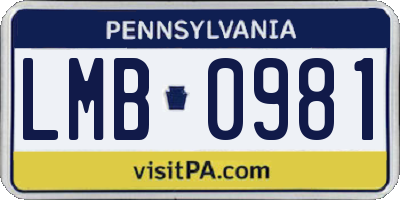 PA license plate LMB0981