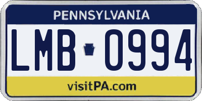 PA license plate LMB0994