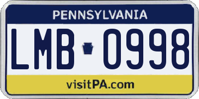 PA license plate LMB0998