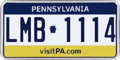 PA license plate LMB1114